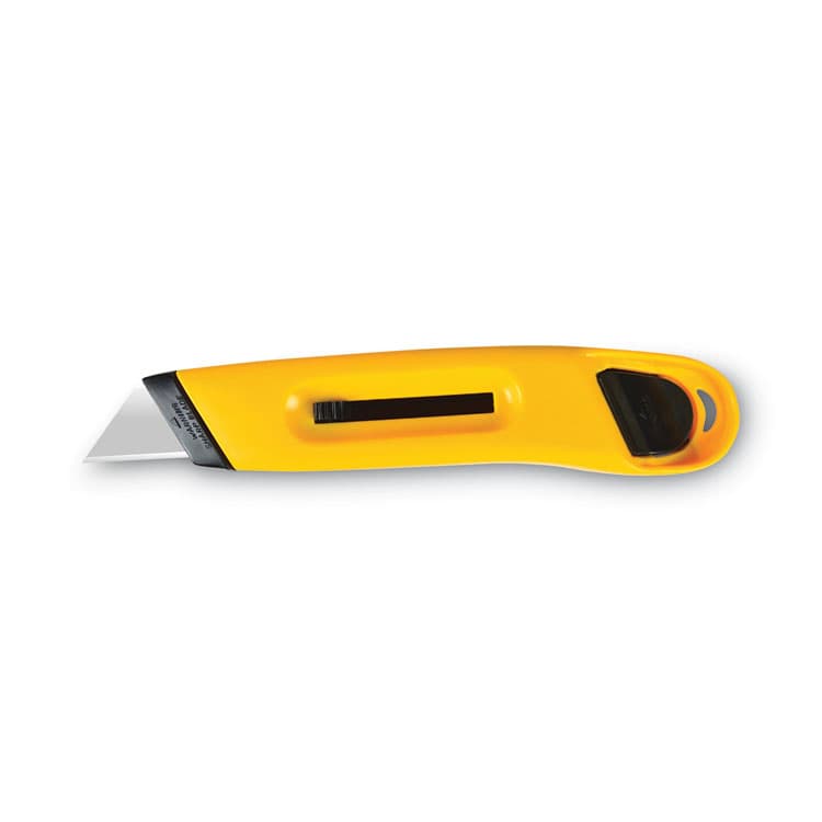 CONSOLIDATED STAMP Plastic Utility Knife with Retractable Blade and Snap Closure, 6" Plastic Handle, Yellow (COS091467)