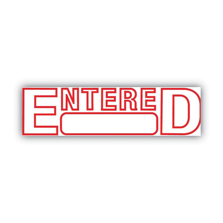 CONSOLIDATED STAMP Green Line Message Stamp, Entered, 1.5 x 0.56, Red (COS098368) thumbnail 2