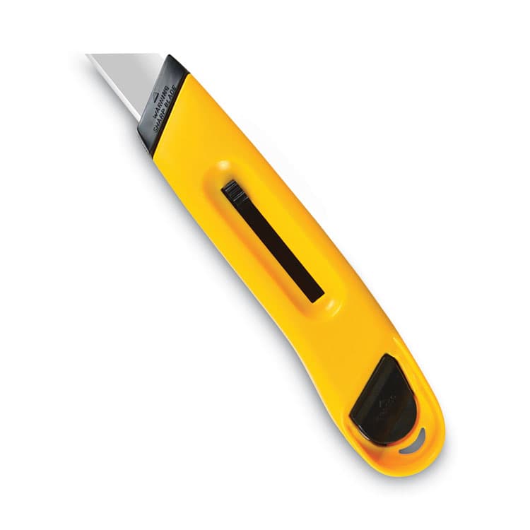 CONSOLIDATED STAMP Plastic Utility Knife with Retractable Blade and Snap Closure, 6" Plastic Handle, Yellow (COS091467) thumbnail 2