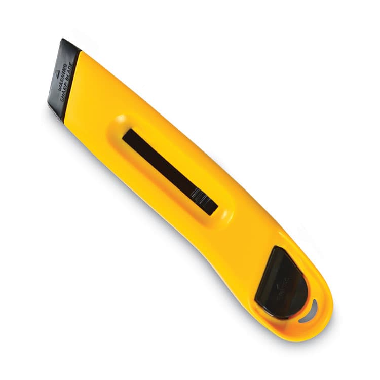CONSOLIDATED STAMP Plastic Utility Knife with Retractable Blade and Snap Closure, 6" Plastic Handle, Yellow (COS091467) thumbnail 3