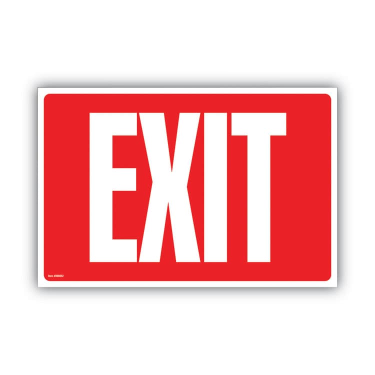CONSOLIDATED STAMP Glow-in-the-Dark Safety Sign, Exit, 12 x 8, Red (COS098052)