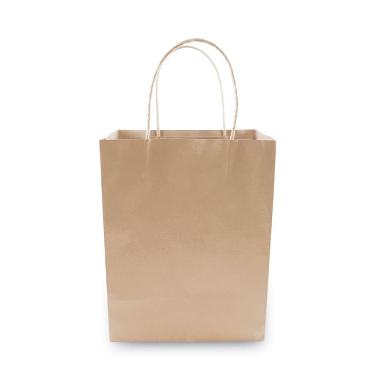 CONSOLIDATED STAMP Premium Shopping Bag, Rope Handles, 8" x 4" x 10.25", Kraft, 50/Box (COS098375) thumbnail 2