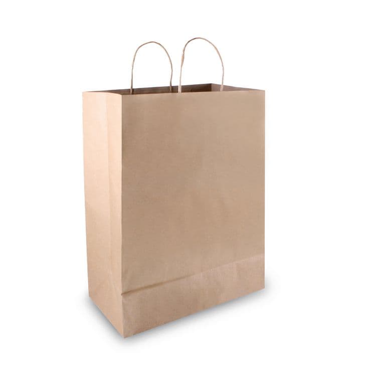 CONSOLIDATED STAMP Premium Shopping Bag, Rope Handles, 12" x 6.5" x 17", Kraft, 50/Box (COS091566)