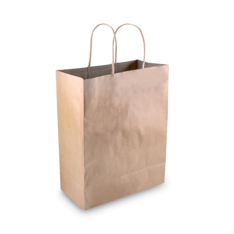 CONSOLIDATED STAMP Premium Shopping Bag, Rope Handles, 8" x 4" x 10.25", Kraft, 50/Box (COS098375)