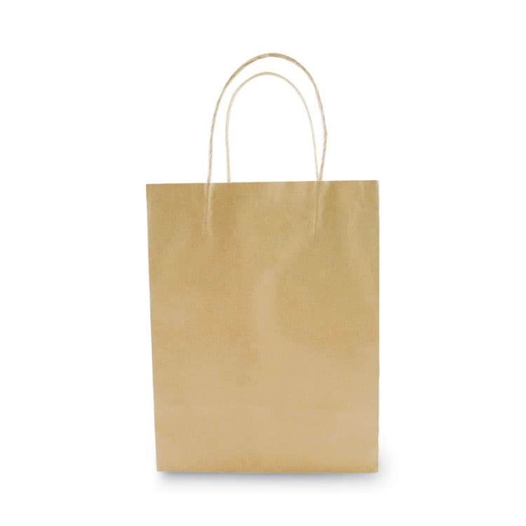 CONSOLIDATED STAMP Premium Shopping Bag, Rope Handles, 8" x 4" x 10.25", Kraft, 50/Box (COS098375) thumbnail 4