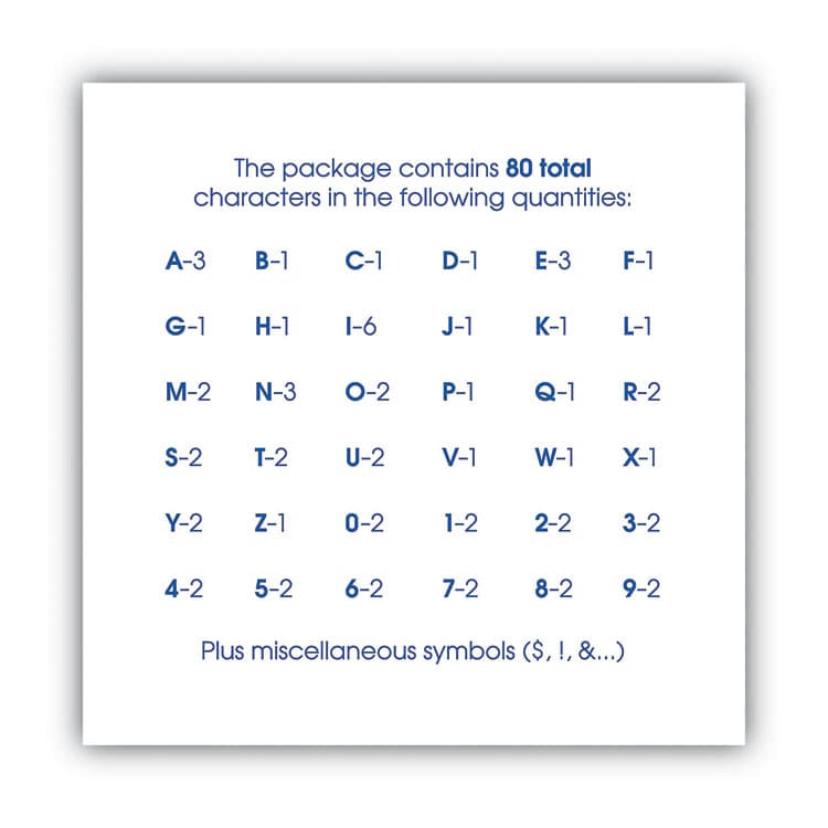 CONSOLIDATED STAMP Peel-and-Stick Letters, Numbers and Symbols, 3" Tall, Black Characters, White Background, 80 Pieces (COS098132) thumbnail 2