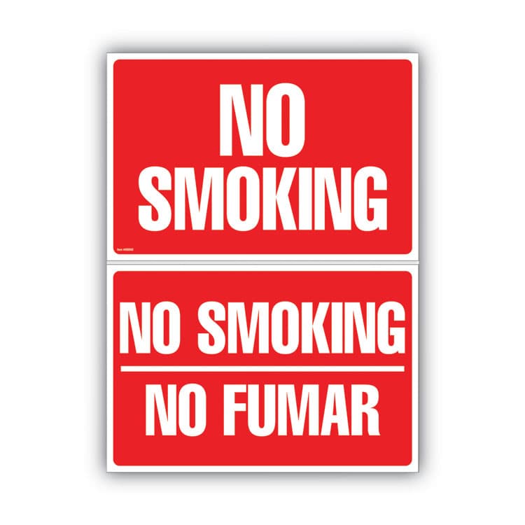 CONSOLIDATED STAMP Two-Sided Signs, No Smoking/No Fumar, 8 x 12, Red (COS098068)