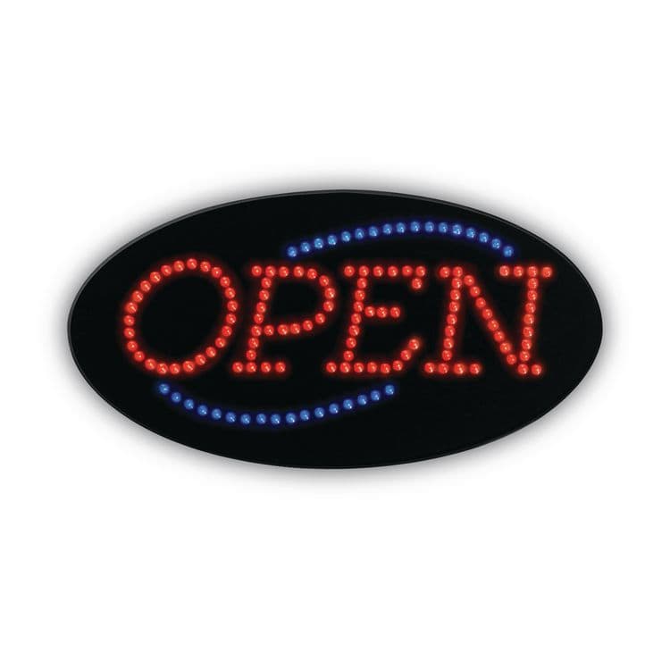 CONSOLIDATED STAMP LED OPEN Sign, 10.5 x 20.13, Red and Blue Graphics (COS098099)