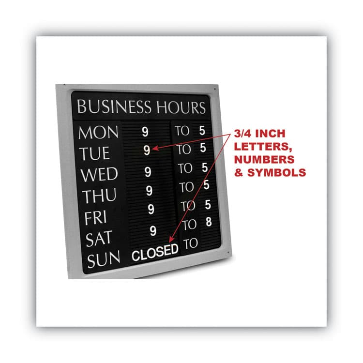 CONSOLIDATED STAMP Message/Business Sign Character Kit with Letters, Numbers and Symbols, 0.75" Tall, White Characters, 258 Pieces (COS098233) thumbnail 3