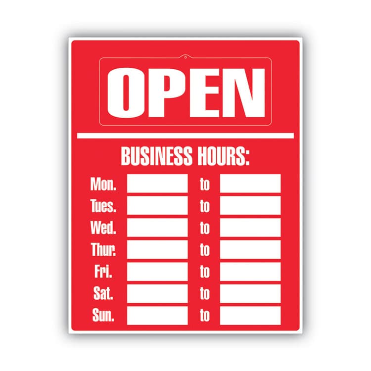 CONSOLIDATED STAMP Business Hours Sign Kit, 15 x 19, Red (COS098072) thumbnail 2