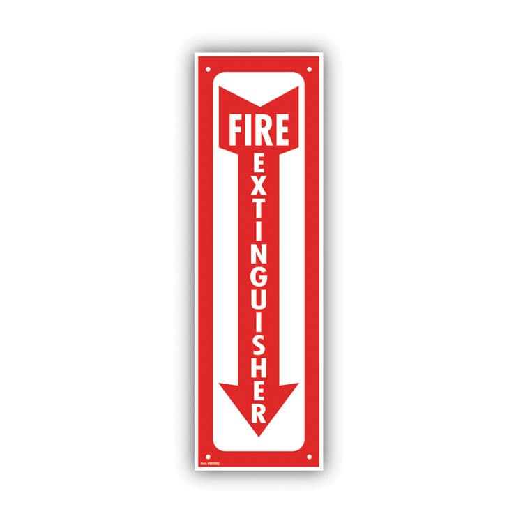 CONSOLIDATED STAMP Glow-In-The-Dark Safety Sign, Fire Extinguisher, 4 x 13, Red (COS098063)