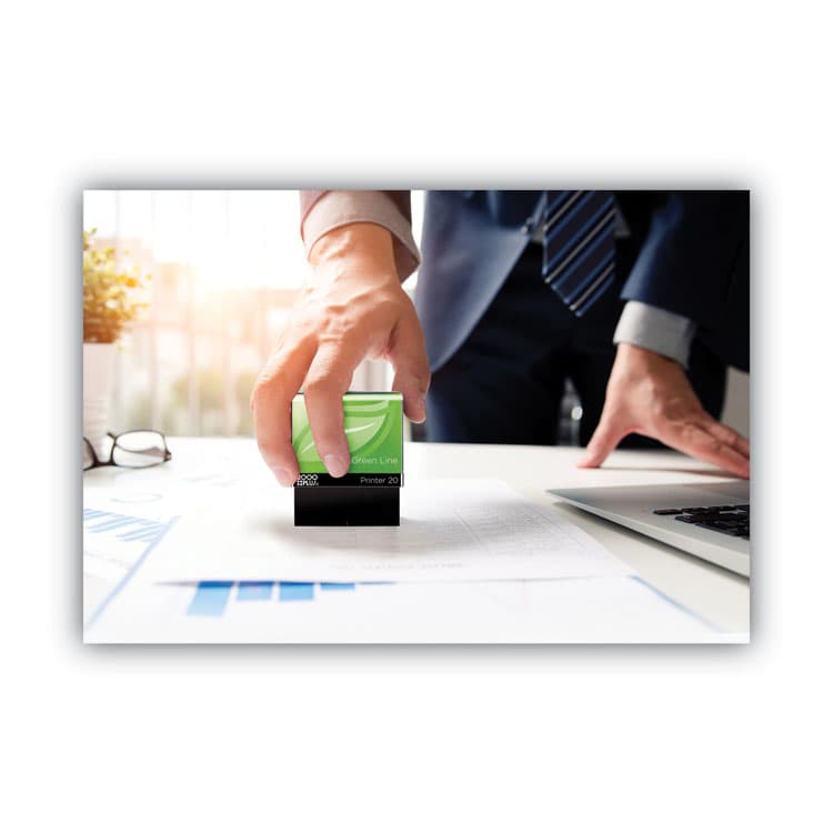 CONSOLIDATED STAMP Green Line Message Stamp, Void, 1.5 x 0.56, Blue (COS098373) thumbnail 4