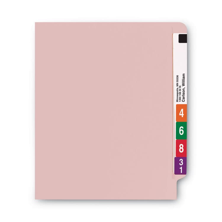 SMEAD MANUFACTURING CO. Shelf-Master Reinforced End Tab Colored Folders, Straight Tabs, Letter Size, 0.75" Expansion, Pink, 100/Box (SMD25610) thumbnail 2