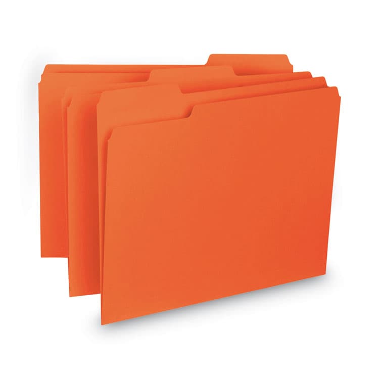 SMEAD MANUFACTURING CO. Interior File Folders, 1/3-Cut Tabs: Assorted, Letter Size, 0.75" Expansion, Orange, 100/Box (SMD10259) thumbnail 2
