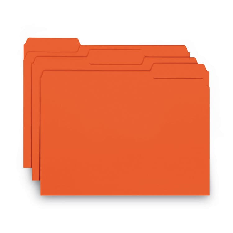 SMEAD MANUFACTURING CO. Interior File Folders, 1/3-Cut Tabs: Assorted, Letter Size, 0.75" Expansion, Orange, 100/Box (SMD10259)