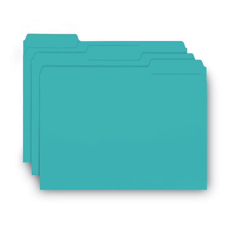 SMEAD MANUFACTURING CO. Interior File Folders, 1/3-Cut Tabs: Assorted, Letter Size, 0.75" Expansion, Aqua, 100/Box (SMD10235) thumbnail 4