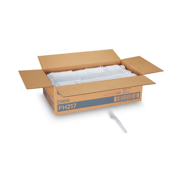 DIXIE FOOD SERVICE Plastic Cutlery, Heavyweight Fork, White, 1,000/Carton (DXEFH217)