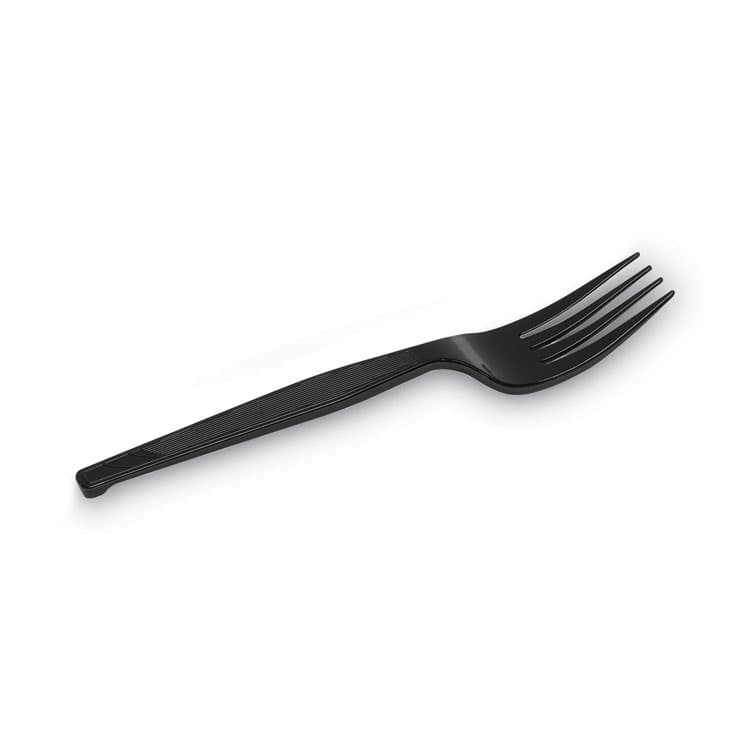 DIXIE FOOD SERVICE Plastic Cutlery, Heavy Mediumweight Forks, Black, 1,000/Carton (DXEFM517) thumbnail 3