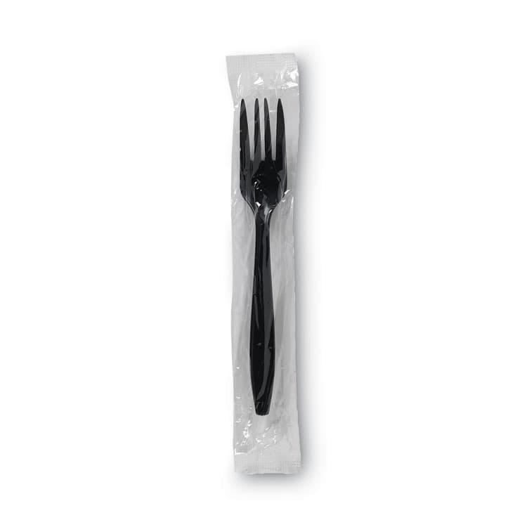 DIXIE FOOD SERVICE Individually Wrapped Heavyweight Forks, 6.88", Plastic, Black, 1,000/Carton (DXEPFH53C)