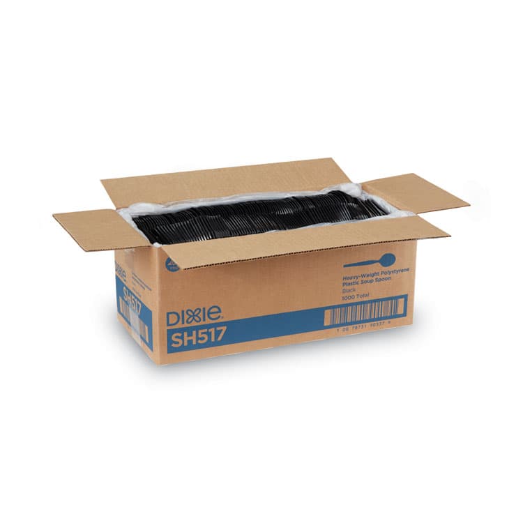 DIXIE FOOD SERVICE Plastic Cutlery, Heavyweight Soup Spoon, Black, 1,000/Carton (DXESH517) thumbnail 4