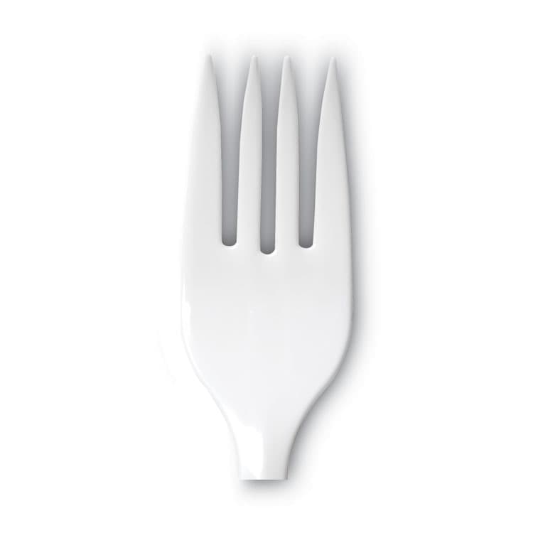 DIXIE FOOD SERVICE Plastic Cutlery, Mediumweight Fork, Plastic, White, 1,000/Carton (DXEPFM21) thumbnail 3