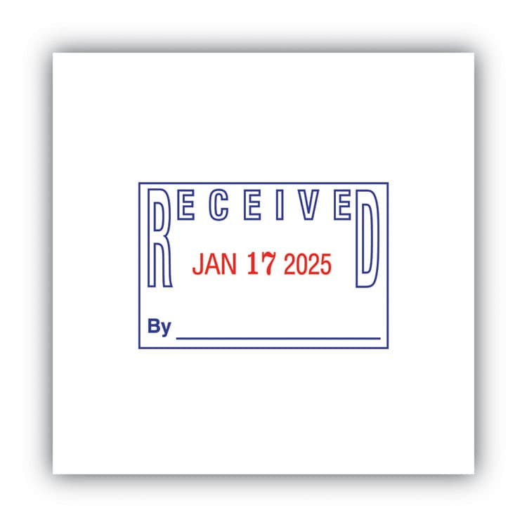 CONSOLIDATED STAMP Self-Inking Heavy-Duty Line Dater, 1.25 x 1.83, Red/Blue (COS032880) thumbnail 2