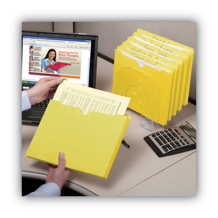 SMEAD MANUFACTURING CO. Colored File Jackets with Reinforced Double-Ply Tab, Straight Tab, Letter Size, Yellow, 50/Box (SMD75571) thumbnail 2