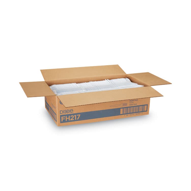 DIXIE FOOD SERVICE Plastic Cutlery, Heavyweight Fork, White, 1,000/Carton (DXEFH217) thumbnail 4