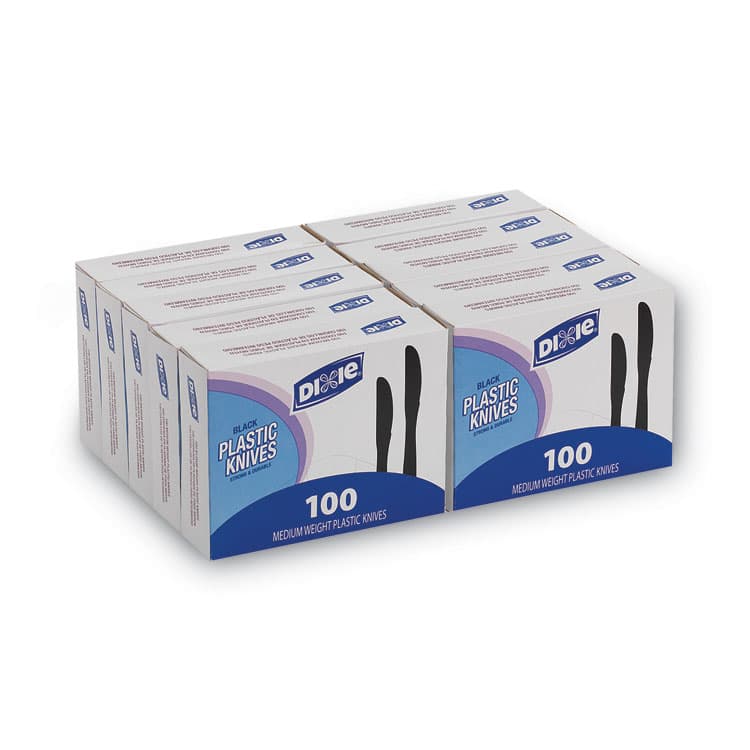DIXIE FOOD SERVICE Plastic Tableware, Heavy Mediumweight Knife, Black, 100/Box, 10 Boxes/Carton (DXEKM507CT) thumbnail 2