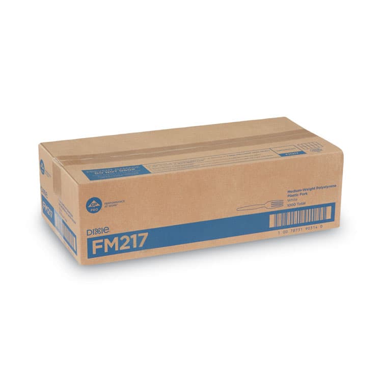 DIXIE FOOD SERVICE Plastic Cutlery, Heavy Mediumweight Fork, White, 1,000/Carton (DXEFM217) thumbnail 4