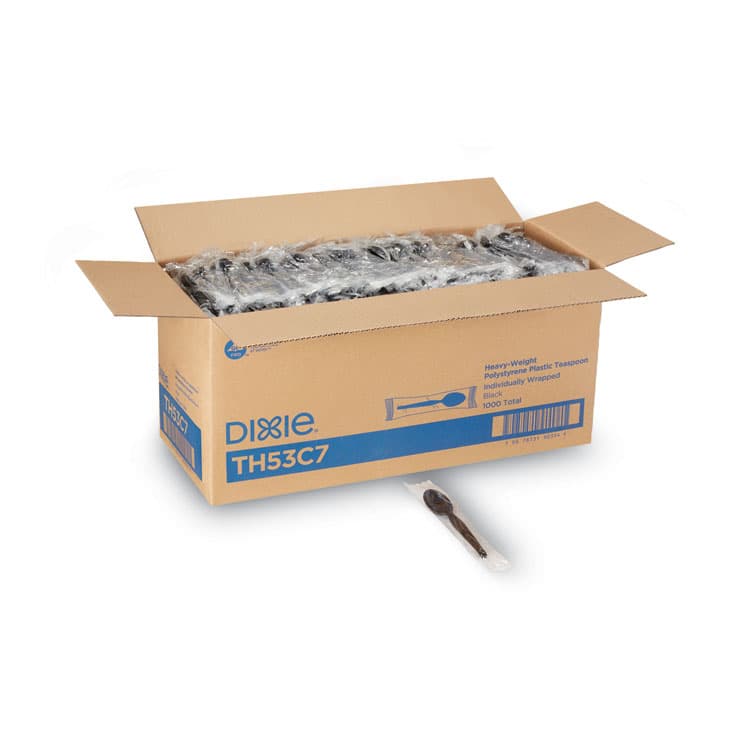 DIXIE FOOD SERVICE Individually Wrapped Heavyweight Spoon, Plastic, Black, 1,000/Carton (DXETH53C7) thumbnail 4