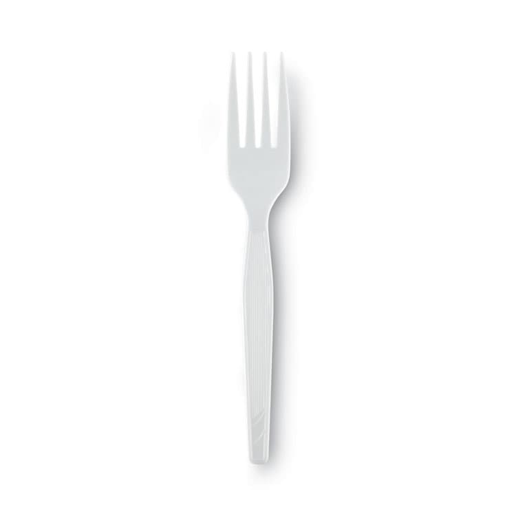 DIXIE FOOD SERVICE Plastic Cutlery, Heavy Mediumweight Fork, White, 1,000/Carton (DXEFM217) thumbnail 2