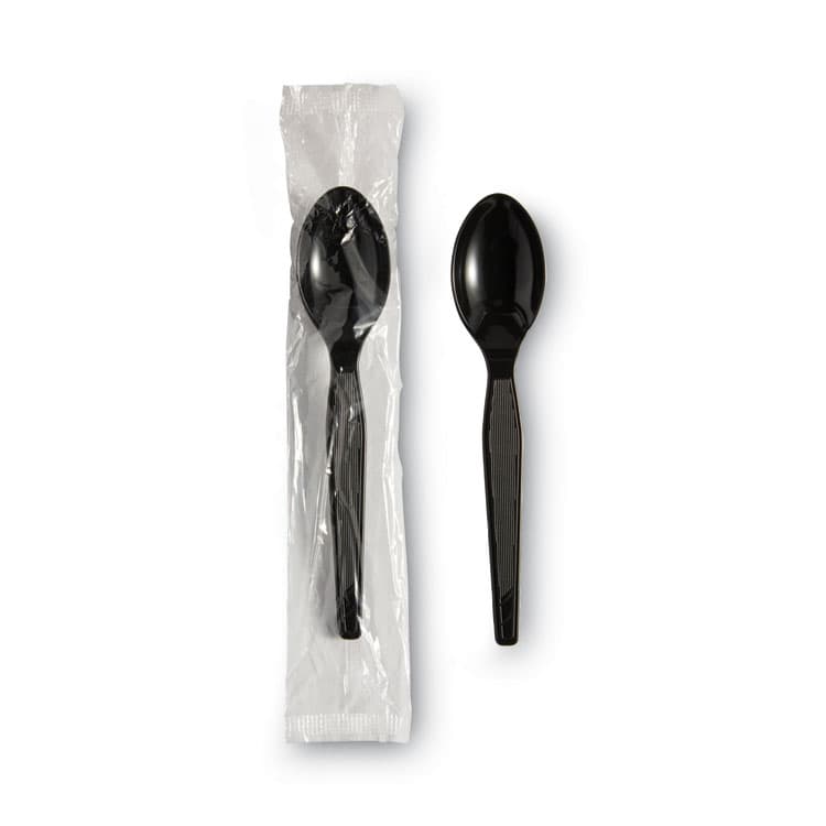 DIXIE FOOD SERVICE Individually Wrapped Heavyweight Spoon, Plastic, Black, 1,000/Carton (DXETH53C7) thumbnail 2