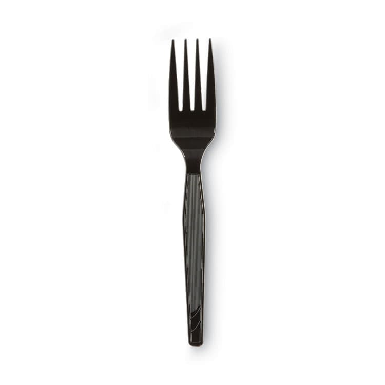 DIXIE FOOD SERVICE Plastic Cutlery, Heavy Mediumweight Forks, Black, 1,000/Carton (DXEFM517) thumbnail 2