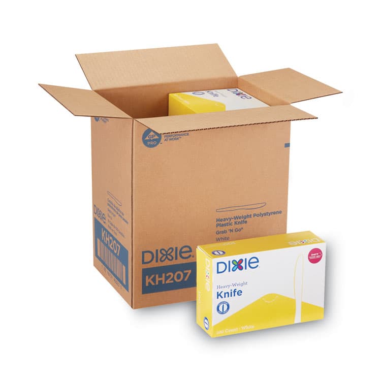 DIXIE FOOD SERVICE Plastic Cutlery, Heavyweight Knife, White, 1,000/Carton (DXEKH207CT)