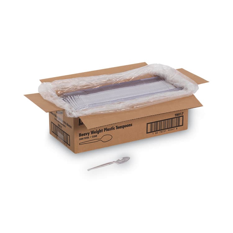 DIXIE FOOD SERVICE Plastic Cutlery, Heavyweight Spoon, Crystal Clear, 1,000/Carton (DXETH017)