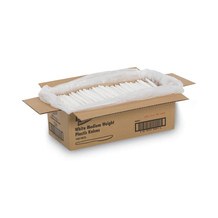 DIXIE FOOD SERVICE Plastic Cutlery, Mediumweight Knife, White, 1,000/Carton (DXEPKM21) thumbnail 4