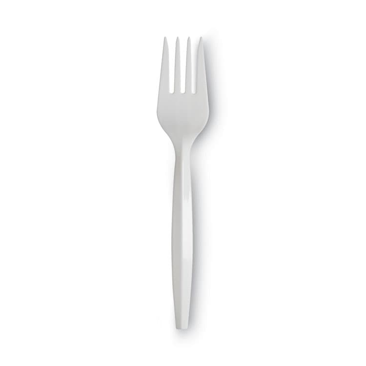 DIXIE FOOD SERVICE Plastic Cutlery, Mediumweight Fork, Plastic, White, 1,000/Carton (DXEPFM21) thumbnail 2