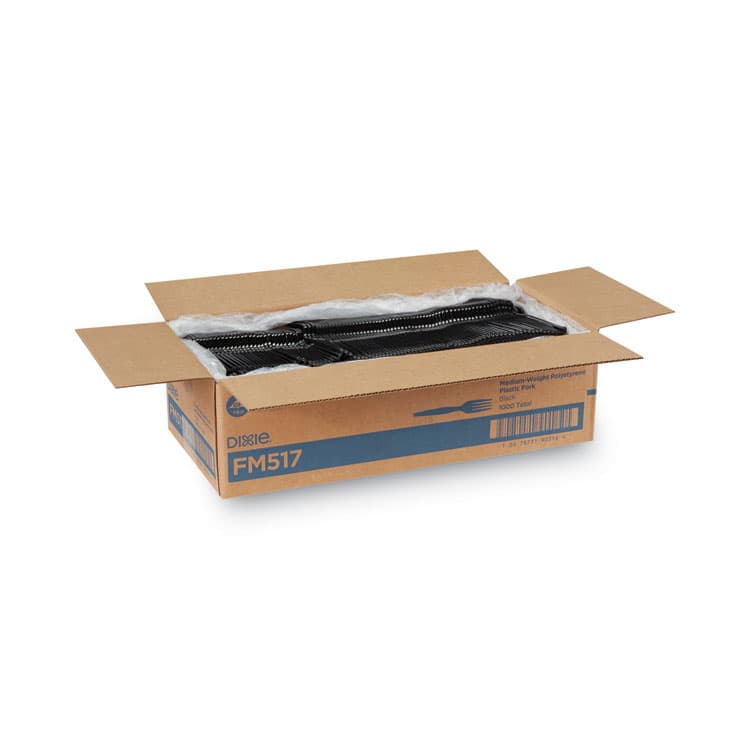 DIXIE FOOD SERVICE Plastic Cutlery, Heavy Mediumweight Forks, Black, 1,000/Carton (DXEFM517) thumbnail 4