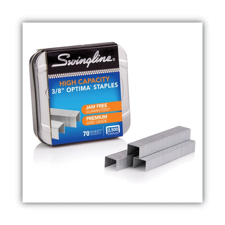 ACCO BRANDS, . Optima High-Capacity Staples, 0.38" Leg, 0.5" Crown, Steel, 125/Strip, 20 Strips/Box (SWI35550) thumbnail 3