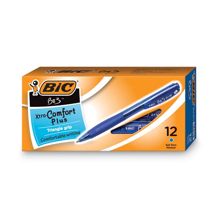 BIC CORP. BU3 Ballpoint Pen, Retractable, Bold 1 mm, Blue Ink, Translucent Blue/Blue Barrel, Dozen (BICBU311BE)