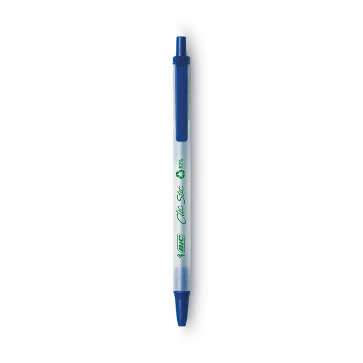 BIC CORP. Ecolutions Clic Stic Ballpoint Pen, Retractable, Medium 1 mm, Blue Ink, Translucent Frost/Blue Barrel, Dozen (BICCSEM11BE) thumbnail 2