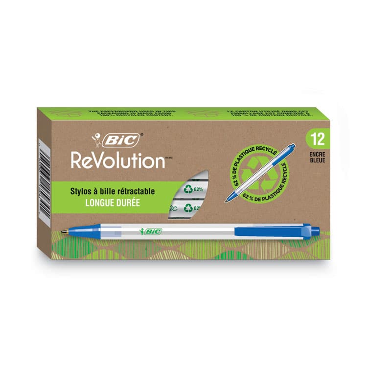 BIC CORP. Ecolutions Clic Stic Ballpoint Pen, Retractable, Medium 1 mm, Blue Ink, Translucent Frost/Blue Barrel, Dozen (BICCSEM11BE) thumbnail 3