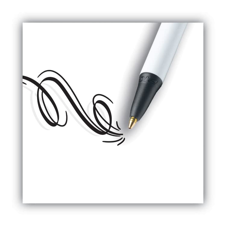 BIC CORP. Clic Stic Ballpoint Pen, Retractable, Medium 1 mm, Black Ink, White Barrel, Dozen (BICCSM11BK) thumbnail 3