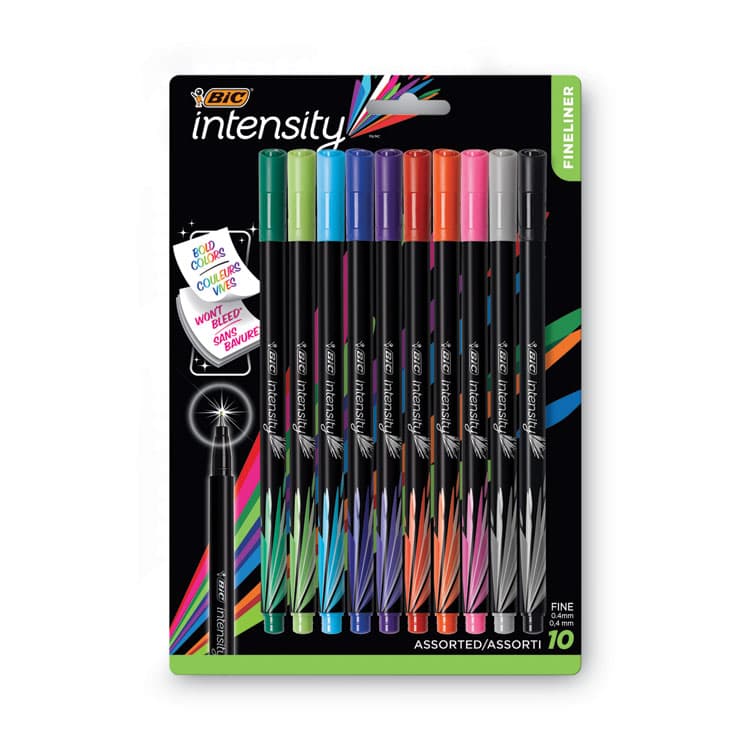 BIC CORP. Intensity Porous Point Pen, Stick, Extra-Fine 0.4 mm, Assorted Ink and Barrel Colors, 10/Pack (BICFPINFAP10AST)