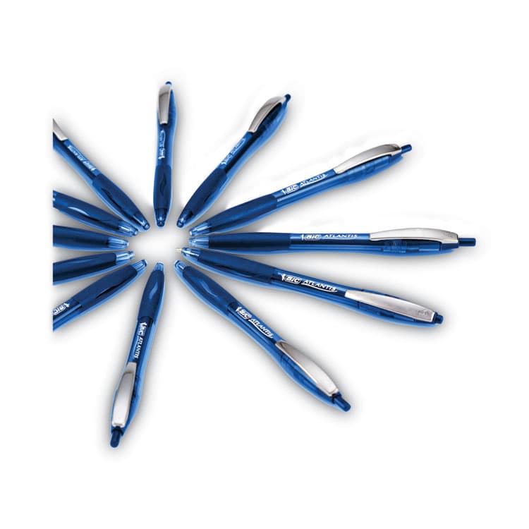 BIC CORP. GLIDE Ballpoint Pen, Retractable, Medium 1 mm, Blue Ink, Translucent Blue/Blue Barrel, Dozen (BICVCG11BE) thumbnail 4