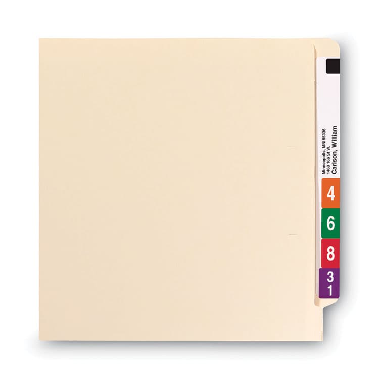 SMEAD MANUFACTURING CO. Manila End Tab Fastener Folders, Reinforced Straight Tab, Expands 0.75", 2 Fasteners, Legal Size, 11-pt Manila, 50/Box (SMD37115) thumbnail 4