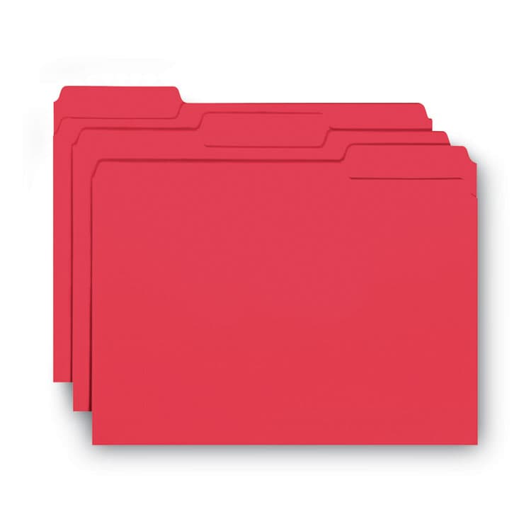 SMEAD MANUFACTURING CO. Interior File Folders, 1/3-Cut Tabs: Assorted, Letter Size, 0.75" Expansion, Red, 100/Box (SMD10267) thumbnail 2