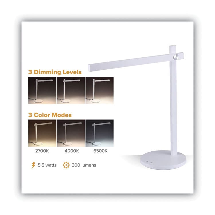 STANLEY BOSTITCH Dimmable-Bar LED Desk Lamp, White (BOSVLED1813WH) thumbnail 2