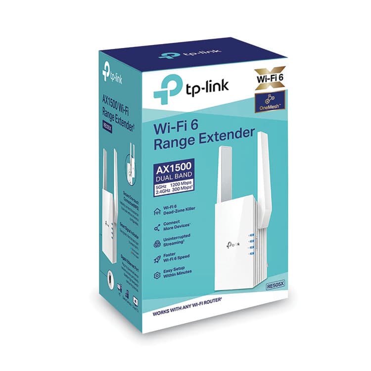 TP LINK USA AX1500 1500Mbps Wi-Fi 6 Range Extender, 1 Port, Dual-Band 2.4 GHz/5 GHz (TPLRE505X) thumbnail 2